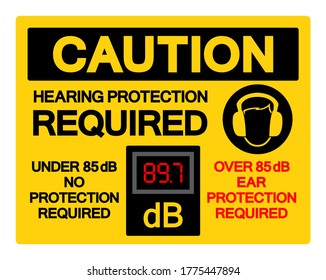 Caution Hearing Protection Required Symbol Sign,Vector Illustration, Isolate On White Background Label. EPS10