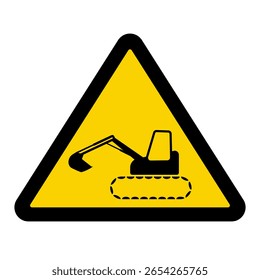 Caution Heavy Machinery Sign vector illustration