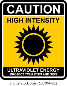 caution, high intensity, sticker