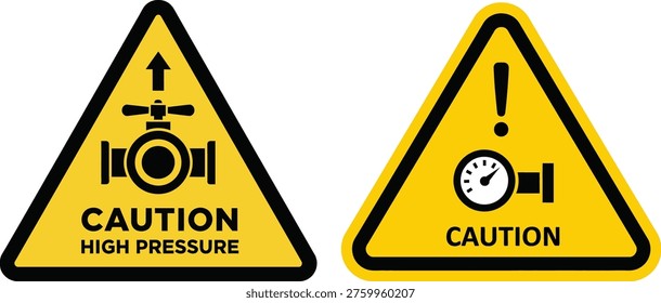 Caution high pressure signs with icon