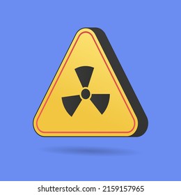 caution high radiation, warning sign, yellow triangle, 3d rendering