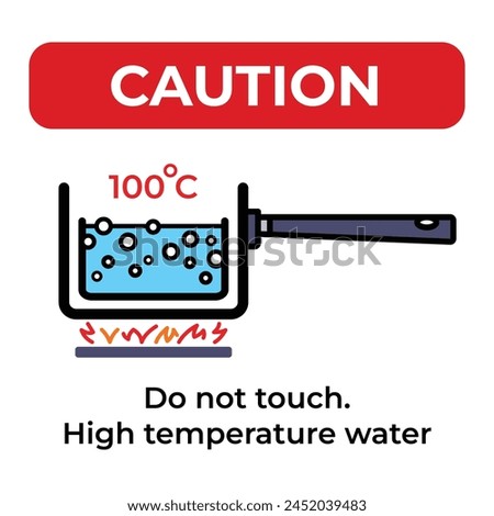 Caution high temperature boiling water sign banner sticker icon illustration isolated on square white background. Simple flat poster graphic design drawing for prints.