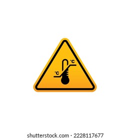 Caution high temperature symbol vector. Yellow triangle vector