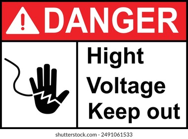 Precaución señal de alto voltaje 240 voltios con símbolo. Precaución de alto voltaje mantener fuera. Peligro, alto voltaje, Vector de señales y etiquetas