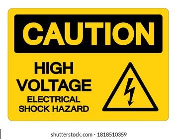 Caution High Voltage Electrical Shock Hazard Symbol Sign, Vector Illustration, Isolated On White Background Label .EPS10