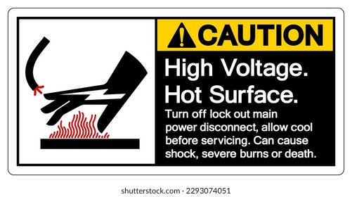 Caution High Voltage Hot Surface Symbol Sign, Vector Illustration, Isolate On White Background Label .EPS10