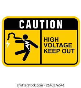 Caution, high voltage keep out, sticker vector