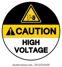 Caution High Voltage Symbol Sign, Vector Illustration, Isolated On White Background Label.EPS10