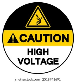 Precaución Signo De Símbolo De Alto Voltaje, Ilustración vectorial, Aislado Sobre Fondo Blanco Label.EPS10