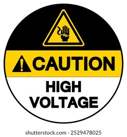 Caution High Voltage Symbol Sign, Vector Illustration, Isolated On White Background Label.EPS10
