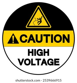 Caution High Voltage Symbol Sign, Vector Illustration, Isolated On White Background Label.EPS10