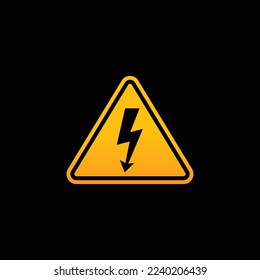 Caution high voltage symbol vector. Yellow triangle vector