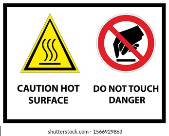 Caution - Hot surface. Do not touch - dangerous.Vector illustration