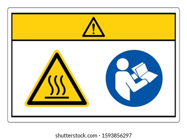 Caution Hot Surface Refer Instruction Manual Booklet Symbol Sign, Vector Illustration, Isolate On White Background Label. EPS10