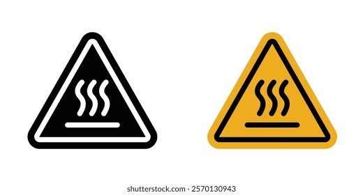 Caution hot surface sign vectors in flat syle