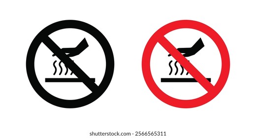 Caution hot surface signs in black and color style