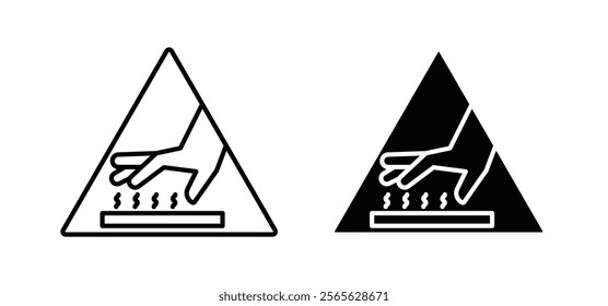 Caution hot surface signs set in black and white colors