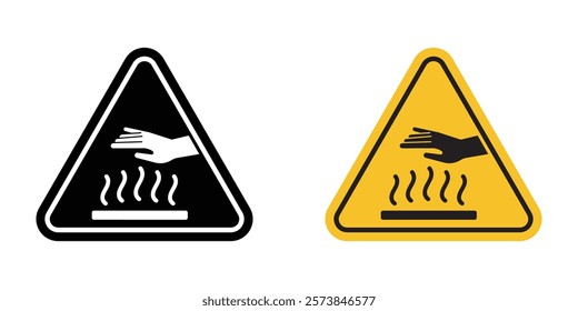 Caution hot surface signs vector set