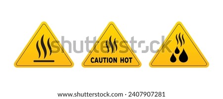 Caution hot surface warning sign, Hot water caution sign