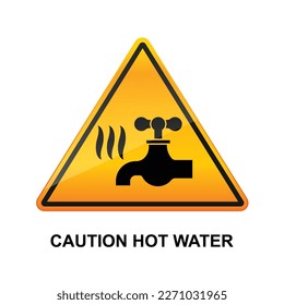 Precaución del signo de agua caliente aislado en la ilustración del vector de fondo.