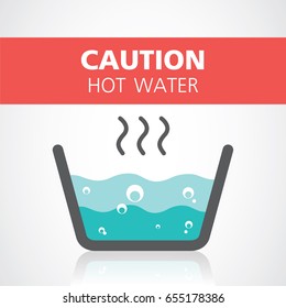 Caution hot water sign vector