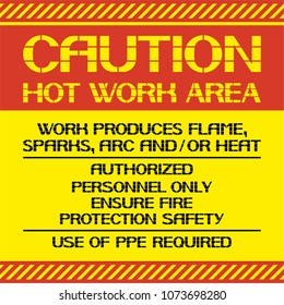 Caution. Hot Work Area.
A Warning Poster About Certain Dangerous Jobs In A Given Territory.