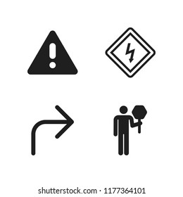 caution icon. 4 caution vector icons set. road sign, warning sign and warning icons for web and design about caution theme