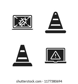 caution icon. 4 caution vector icons set. warning, traffic cone and crime icons for web and design about caution theme