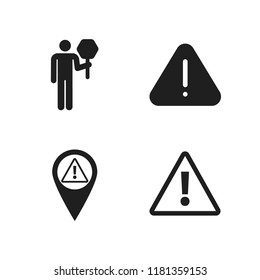 caution icon. 4 caution vector icons set. warning sign pin, warning and road sign icons for web and design about caution theme