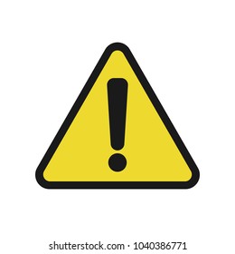 CAUTION ICON. Black exclamation mark on yellow triangle sign. Vector.