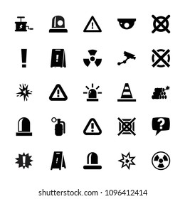Caution icon. collection of 25 caution filled icons such as security camera, wet floor, no dry cleaning, cone, warning, siren. editable caution icons for web and mobile.