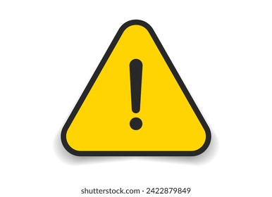 Caution icon, exclamation mark, warning signs. Isolated attention triangle symbol on white background. Warning alert error concept with black yellow and red colors.