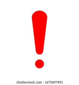 caution icon. red exclamation symbol flat style isolated on white background. vector illustration