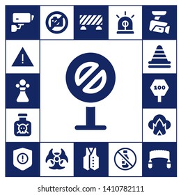caution icon set. 17 filled caution icons.  Simple modern icons about  - Cctv, Alert, Poison, Sign, Toxic, Cone, Road sign, Dangerous, Warning, No photo, Biohazard, Barrier, Vest