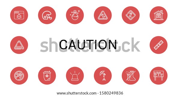 caution\
icon set. Collection of Malware, Helmet, Poison, Falling rocks,\
Slippery road, Cctv, No overtaking, Radioactive, Emergency,\
Reflector, Forbidden, Road sign, Uneven\
icons