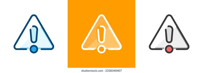 Caution icon in three colors. 768 x 768 pixel perfect scalable to 384px, 192px, 96px, 48px etc... Outline editable vector stroke