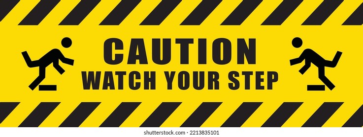 caution icon warning yellow sign. watch your step. vector illustration.