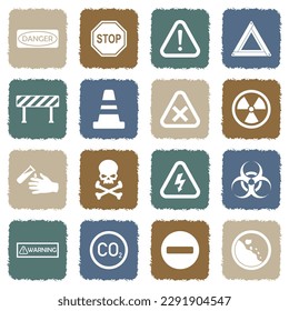 Caution Icons. Grunge Color Flat Design. Vector Illustration.