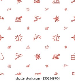 caution icons pattern seamless white background. Included editable outline security camera, warning, dynamite, exclamation, explode, explosion icons. caution icons for web and mobile.