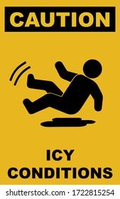 Caution Icy Conditions Floor Sign