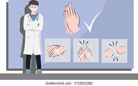 Ilustración de precaución para evitar la propagación de virus