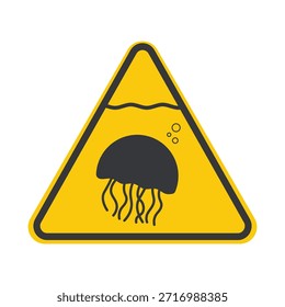 Precaución Las medusas cantan bajo la superficie del océano con el símbolo de la ola, el icono del peligro marino que enfatiza la seguridad, advirtiendo a los nadadores de las condiciones peligrosas de la playa.
