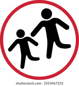 Caution Kids Sign. Warning keep out of reach from children, avoid touching the eyes and do not use wet hands to touch vector icon set isolated on white background