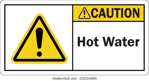 Caution Label Hot Water With Exclamation Mark Symbol (LB-2640).