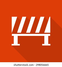 caution label icon with long shadow. 