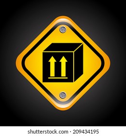 caution label over black background vector illustration