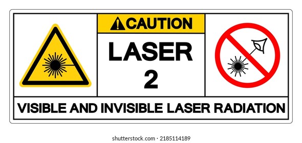 Señal De Símbolos De Radiación Láser Visible E Invisible 2,Ilustración Vectorial, Aislado En Etiqueta De Fondo Blanco. EPS10