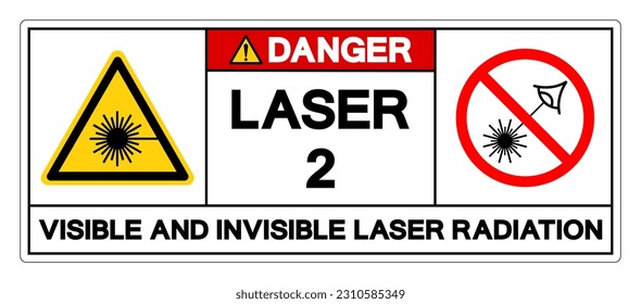Caution Laser 2 Visible And Invisible Laser Radiation Symbol Sign ,Vector Illustration, Isolate On White Background Label. EPS10