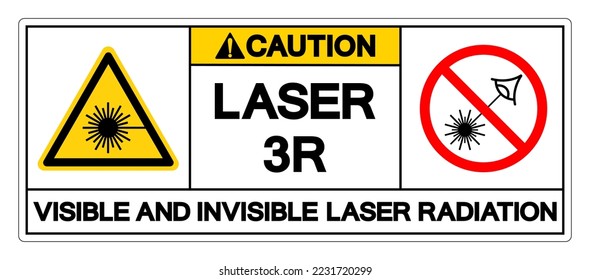 Caution Laser 3R Visible And Invisible Laser Radiation Symbol Sign ,Vector Illustration, Isolate On White Background Label. EPS10