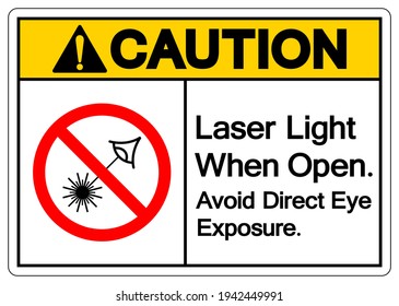 Caution Laser Light When Open Avoid Direct Eye Exposure Symbol Sign ,Vector Illustration, Isolate On White Background Label. EPS10